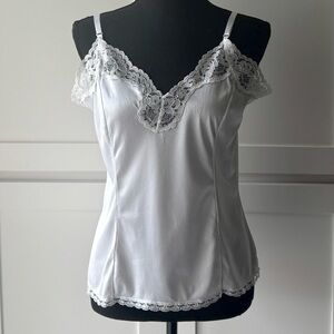 White Lace Trim Cami Top